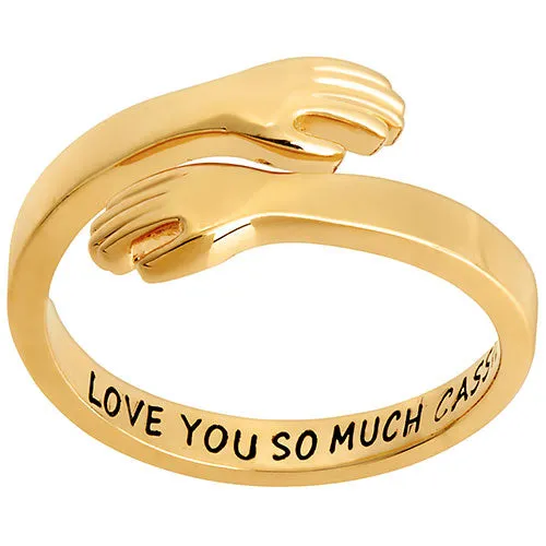 14K Gold Plated Personalized Hug Ring sold by Limoges Jewelry