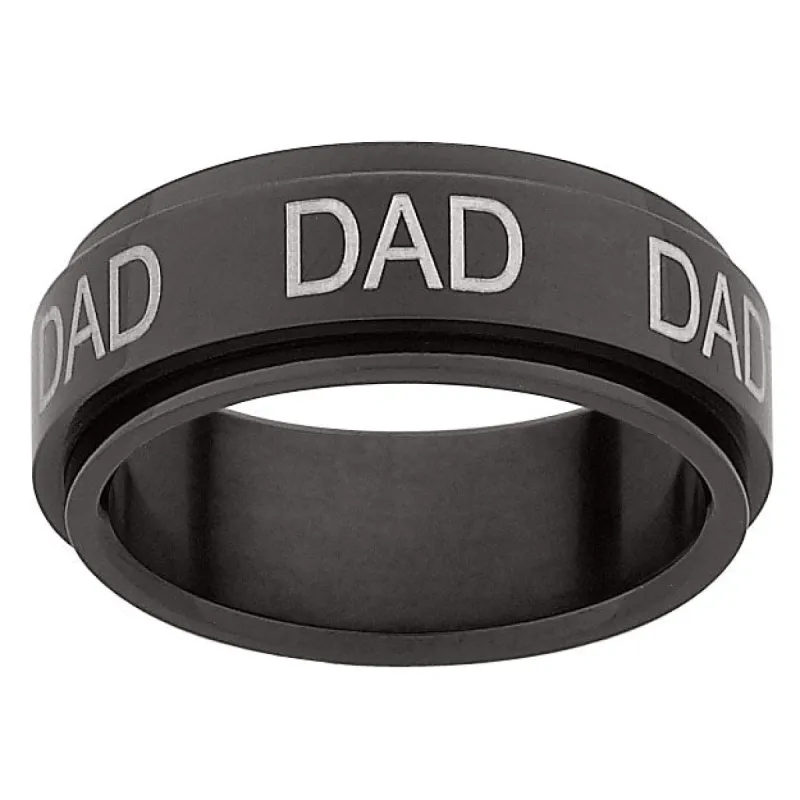 Black Titanium DAD Spinner Band Ring sold by Limoges Jewelry