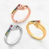 14K Rose Gold Plated Trinity Bypass Birthstone Ring sold by Limoges Jewelry