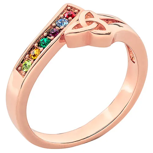 14K Rose Gold Plated Trinity Bypass Birthstone Ring sold by Limoges Jewelry product image thumbnail 2