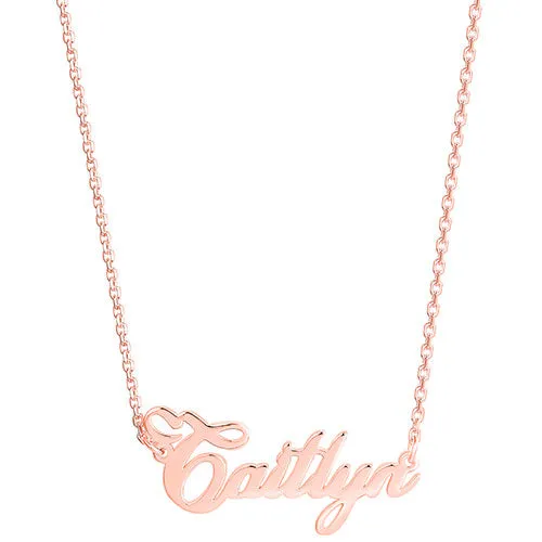 Sterling Silver Cursive Name with Heart Plaque Necklace sold by Limoges Jewelry product image thumbnail 4