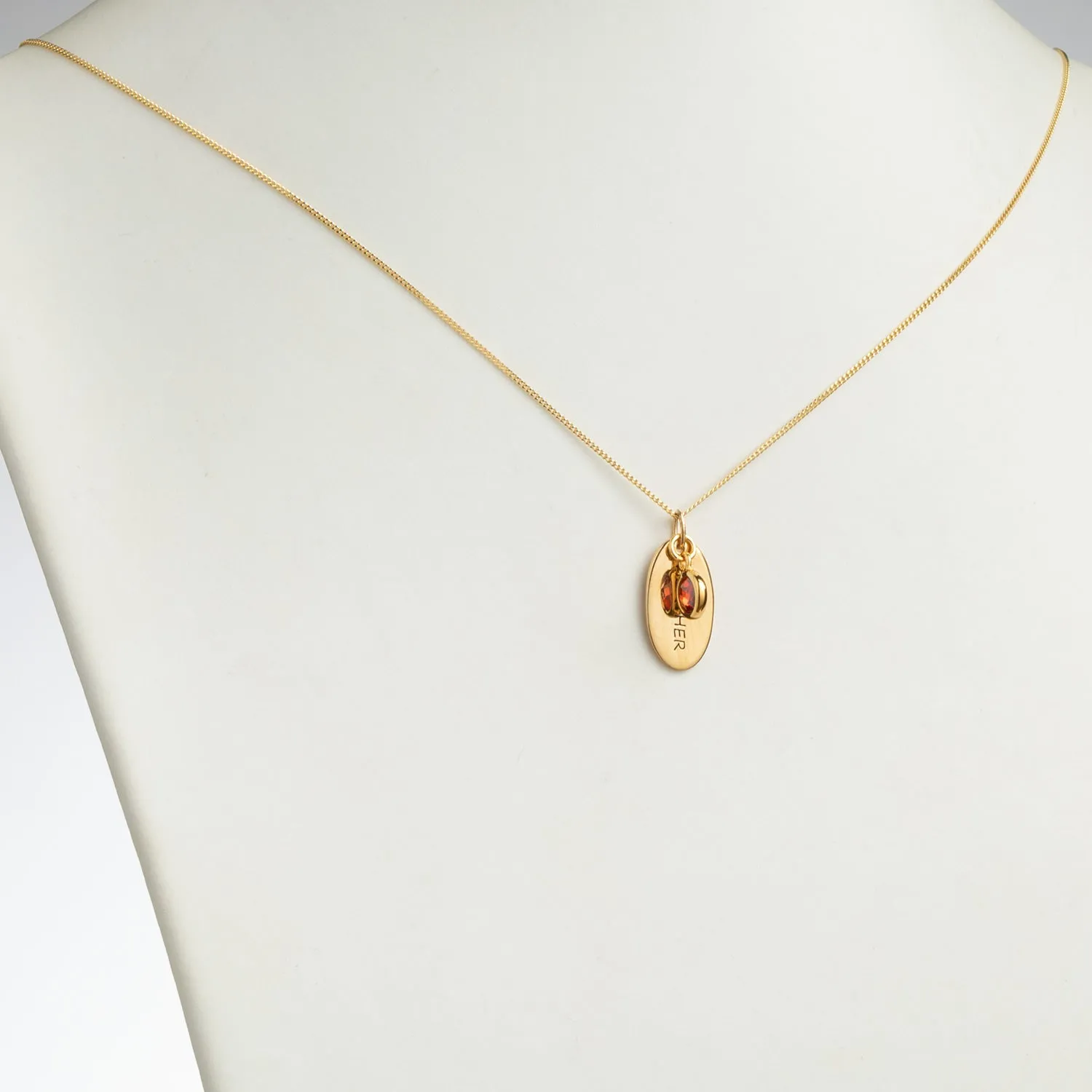 14K Gold over Sterling Engraved Name and Birthstone Oval Tag Pendant sold by Limoges Jewelry product image thumbnail 2