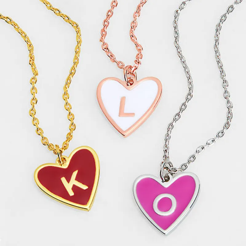 Petite Initial Heart with Enamel Necklace sold by Limoges Jewelry
