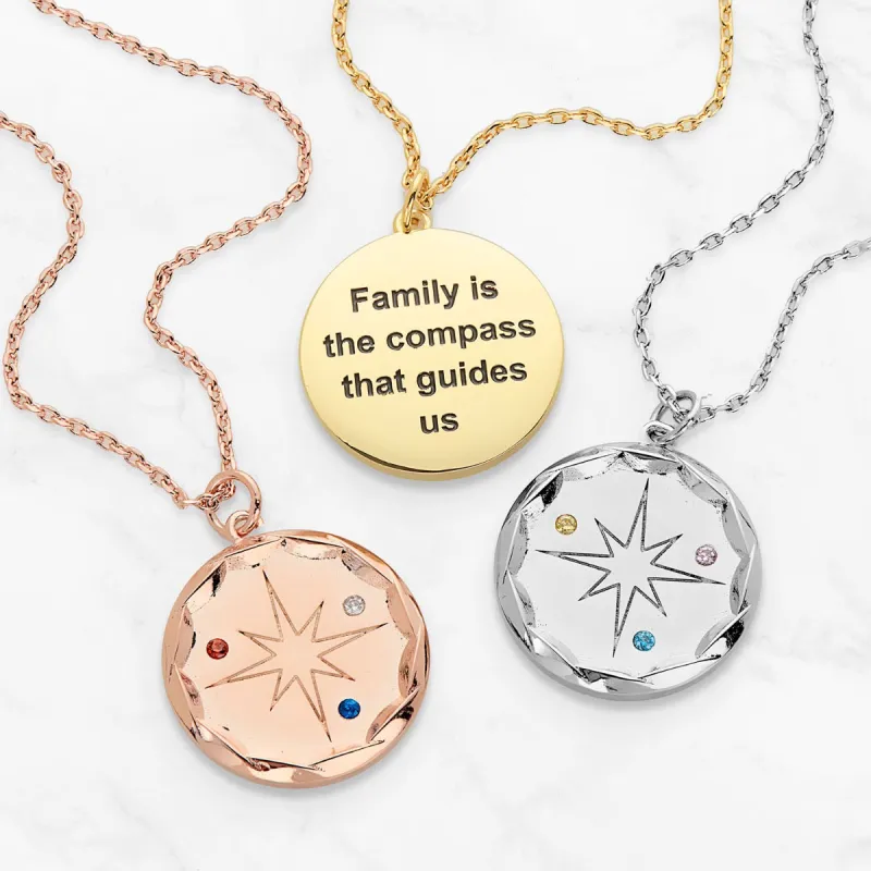 Family Birthstone Compass  Necklace sold by Limoges Jewelry