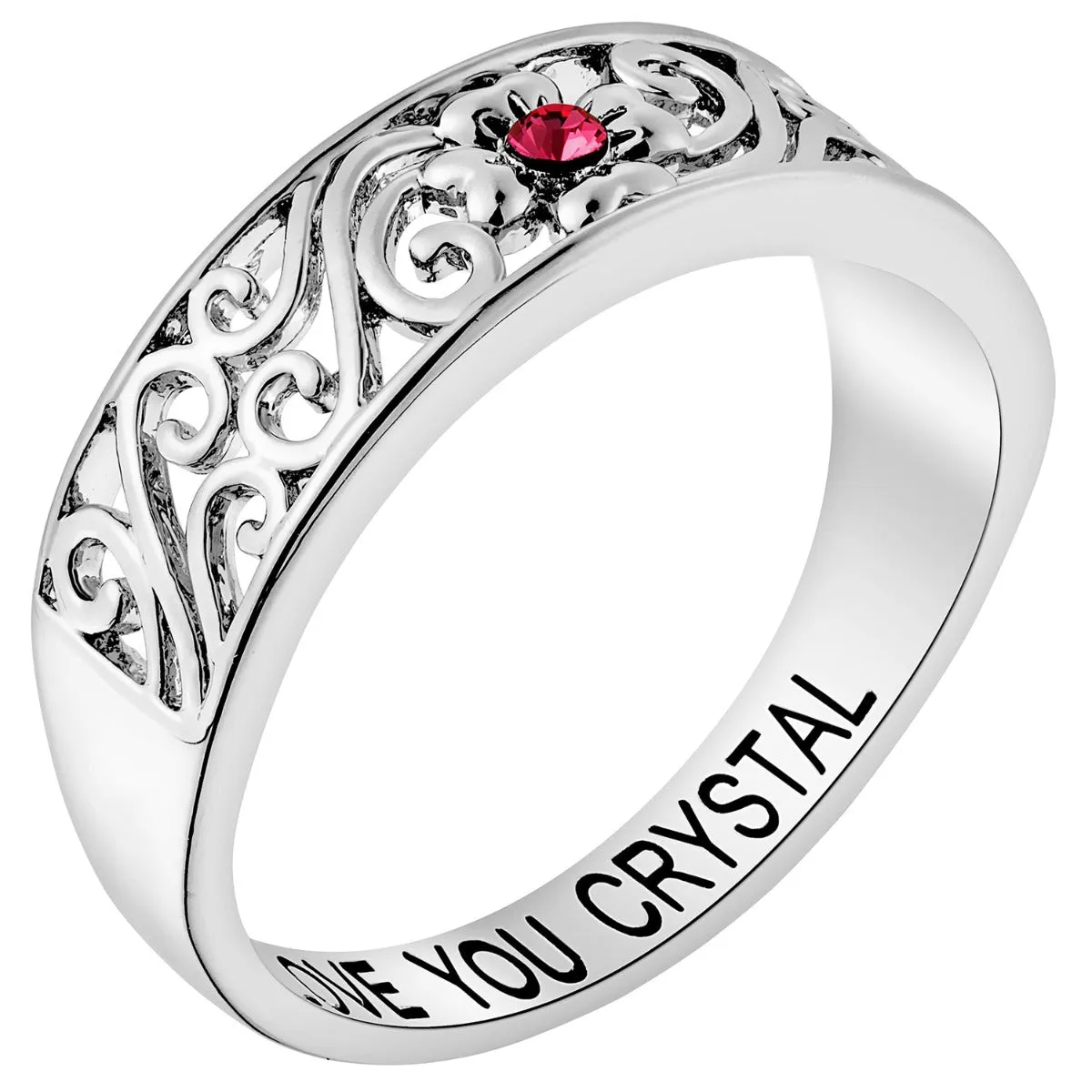 Silver Plated Flower Birthstone Band Ring sold by Limoges Jewelry product image thumbnail 2