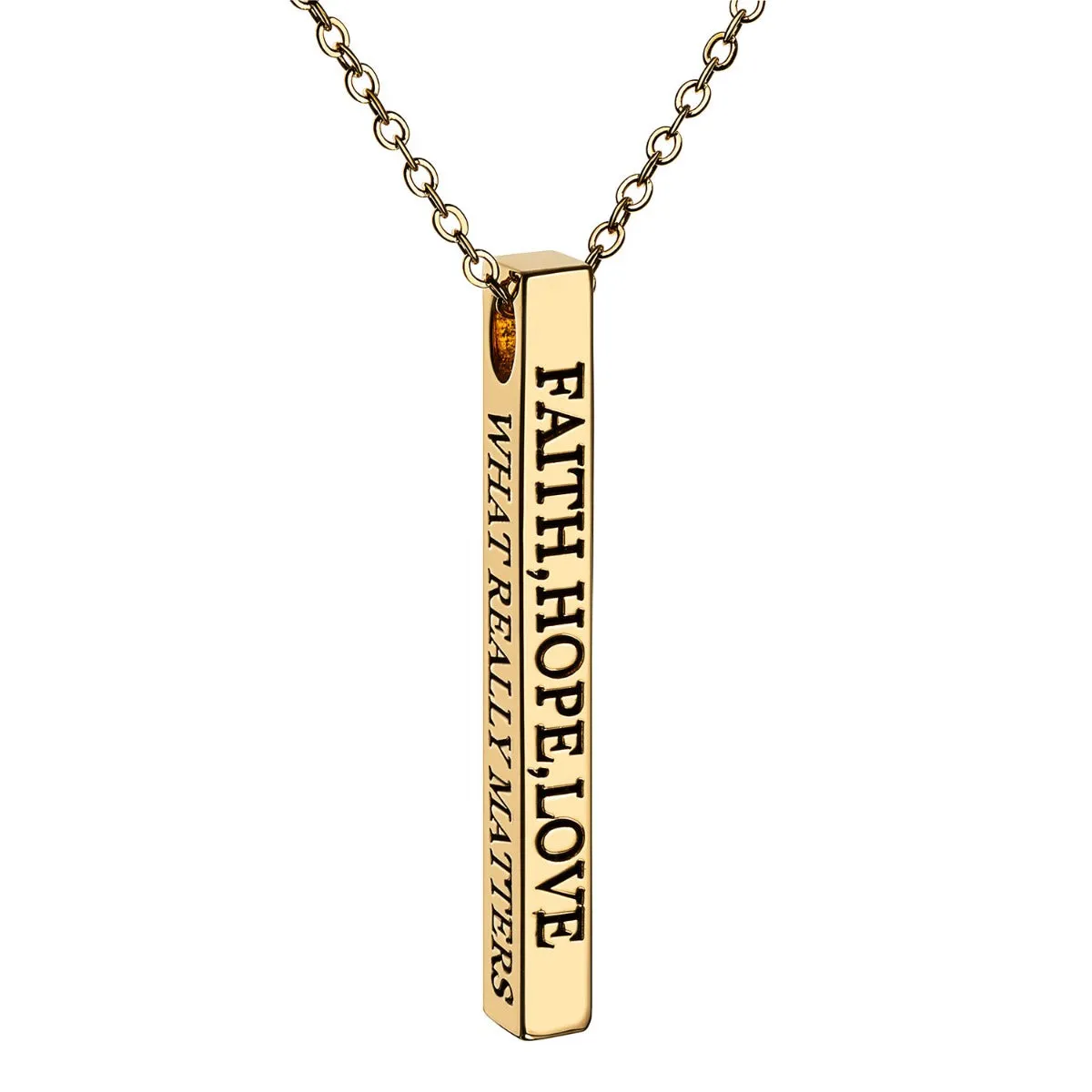 Vertical 4-sided Bar 'Faith, Hope, Love' Engraved Necklace sold by Limoges Jewelry product image thumbnail 5