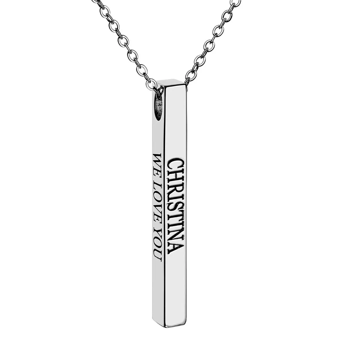 Vertical 4-sided Bar 'Faith, Hope, Love' Engraved Necklace sold by Limoges Jewelry product image thumbnail 3