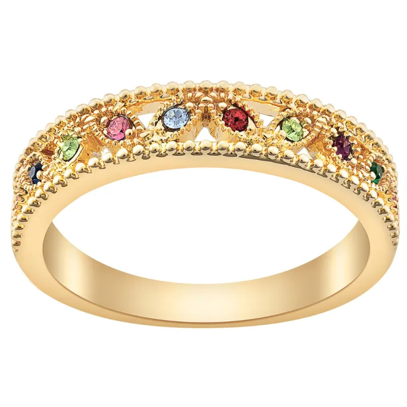 14K Gold Plated Family Birthstone Band Ring sold by Limoges Jewelry