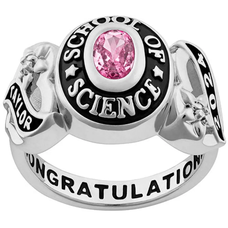Ladies Platinum Celebrium? Sweetheart Class Ring with Diamond Accents sold by Limoges Jewelry