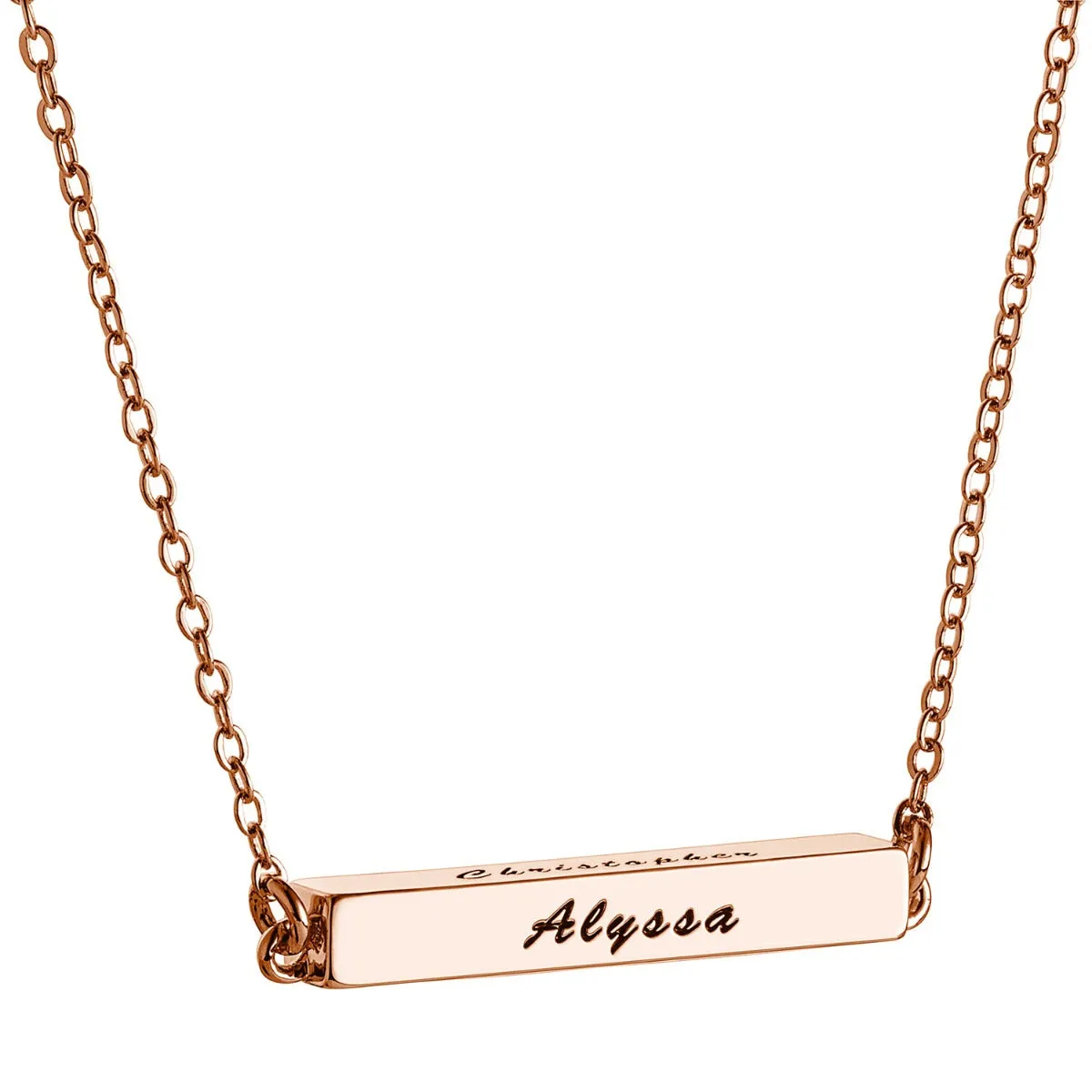 14K Rose Gold Plated Horizontal 4-Sided Engraved Family Name Necklace sold by Limoges Jewelry product image thumbnail 2