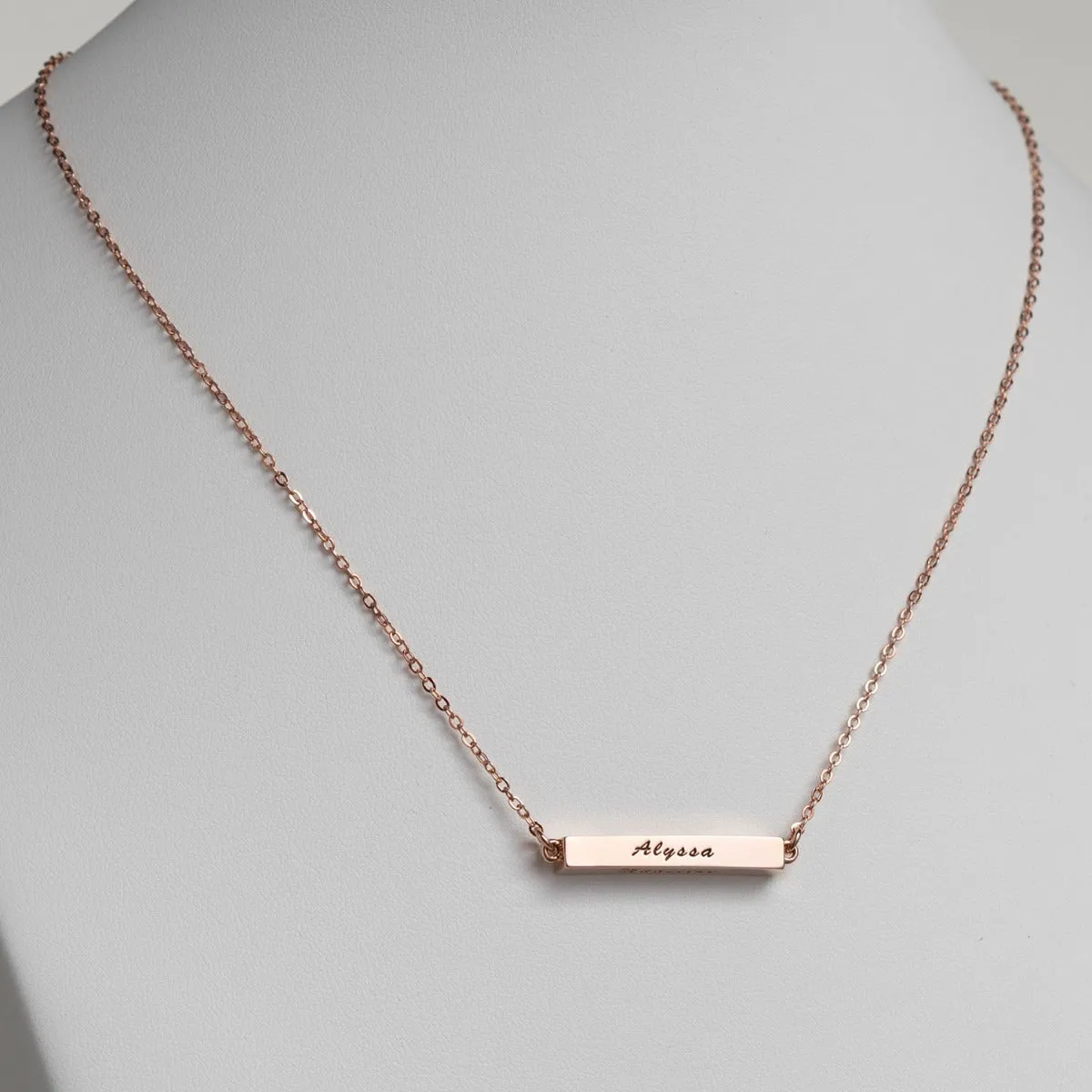 14K Rose Gold Plated Horizontal 4-Sided Engraved Family Name Necklace sold by Limoges Jewelry product image thumbnail 3