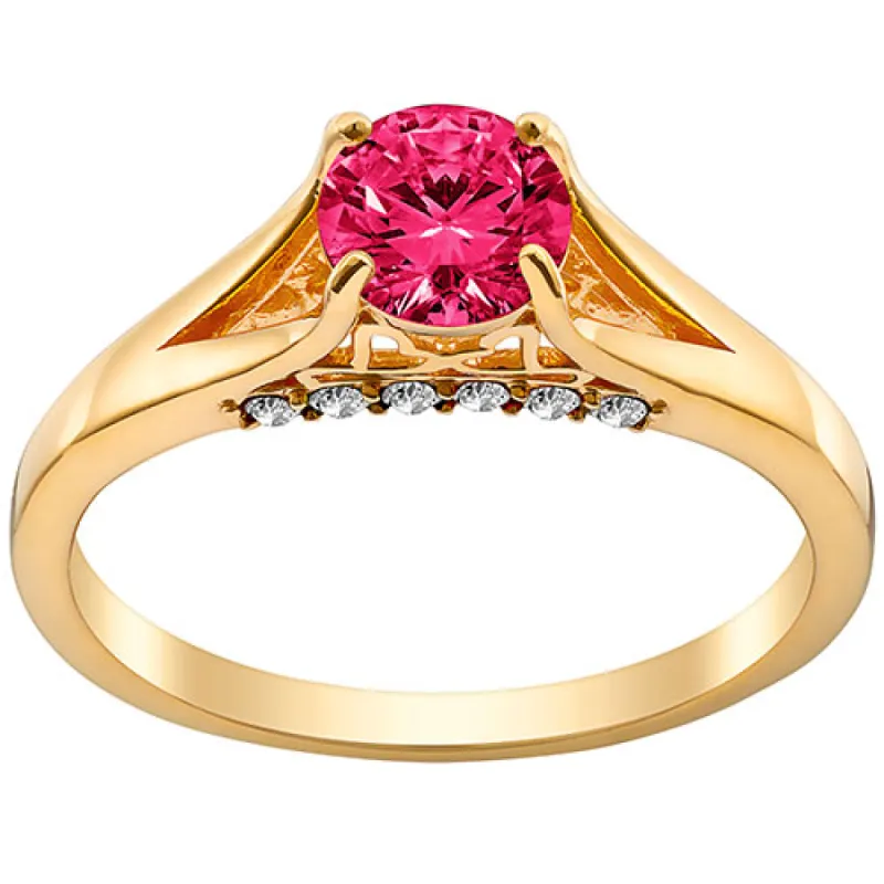 14K Gold Plated Simulated Ruby and Clear Crystal Ring sold by Limoges Jewelry