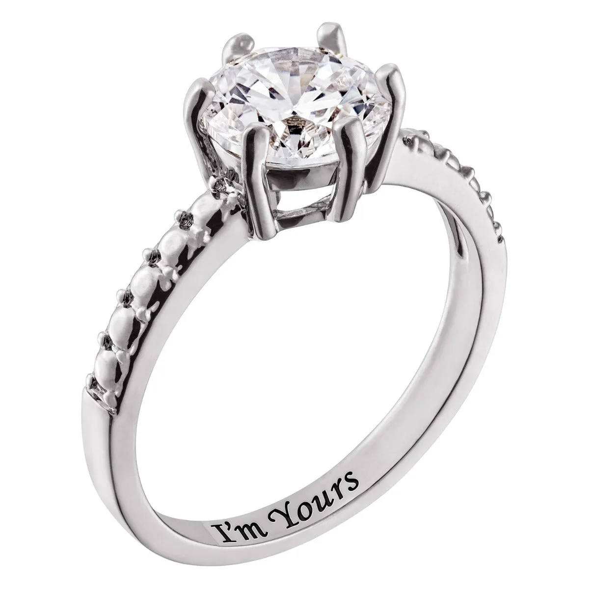 Minimal Silver Plated Round Cut Solitaire Engagement Ring sold by Limoges Jewelry product image thumbnail 2