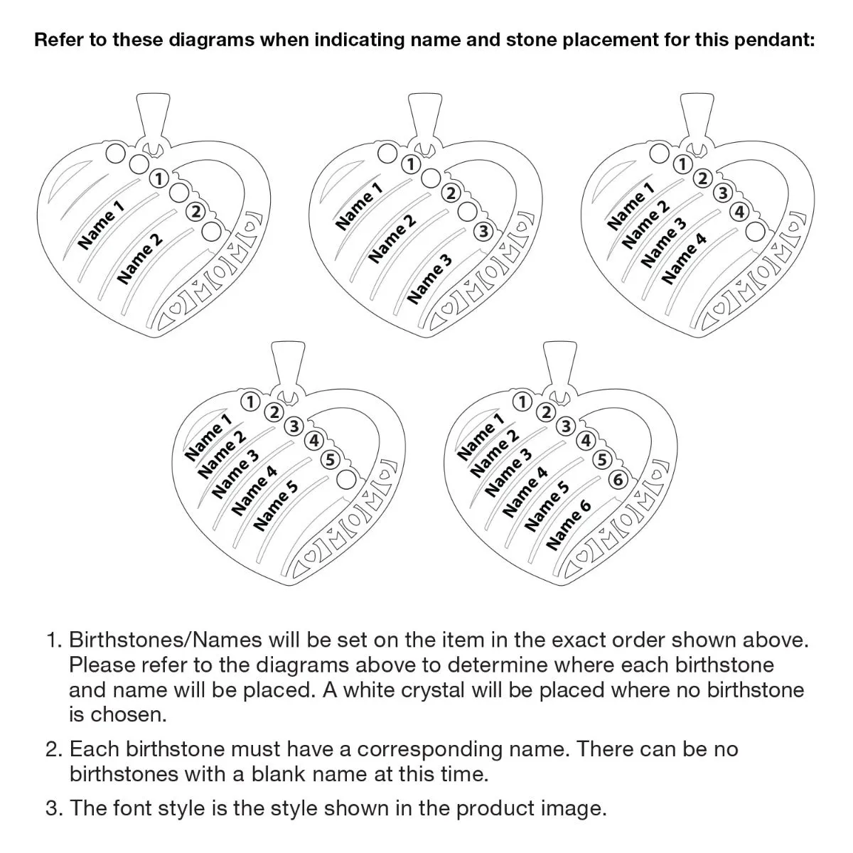 Engraved Heart Family Birthstone Necklace for Mom sold by Limoges Jewelry product image thumbnail 5