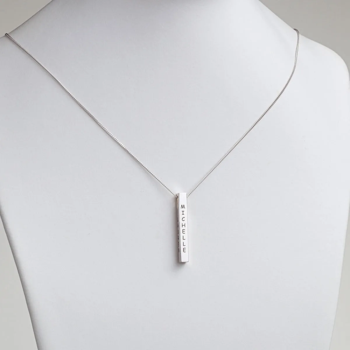 Sterling Silver Vertical 4-Sided Engraved Family Name Pendant sold by Limoges Jewelry product image thumbnail 3