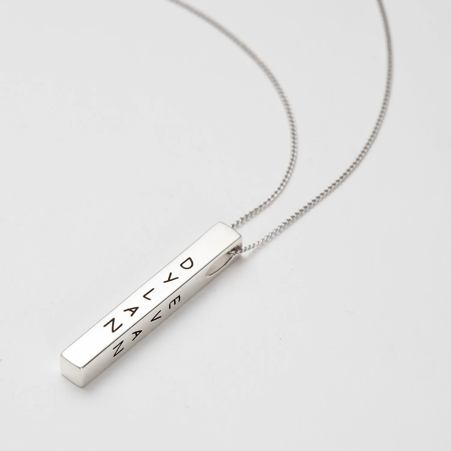 Sterling Silver Vertical 4-Sided Engraved Family Name Pendant sold by Limoges Jewelry product image thumbnail 4