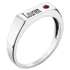 Silver Plated Engraved Name and Birthstone Rectangle Ring sold by Limoges Jewelry