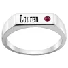 Silver Plated Engraved Name and Birthstone Rectangle Ring sold by Limoges Jewelry