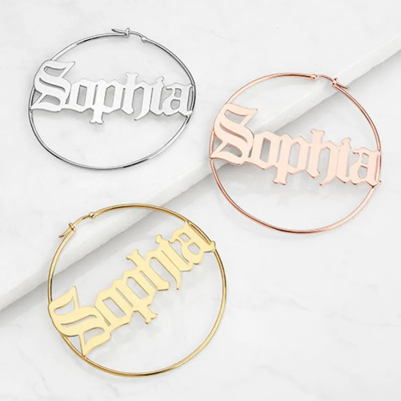 Old English Name Hoop - Oversized sold by Limoges Jewelry