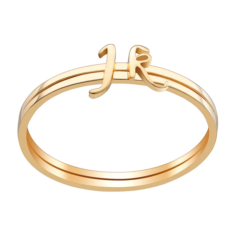 14K Gold over Sterling Petite Lowercase Script Initials Ring - Set of 2 sold by Limoges Jewelry