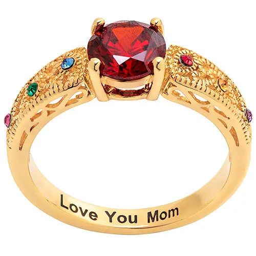 14K Gold Plated Filigree Family Birthstone Ring sold by Limoges Jewelry