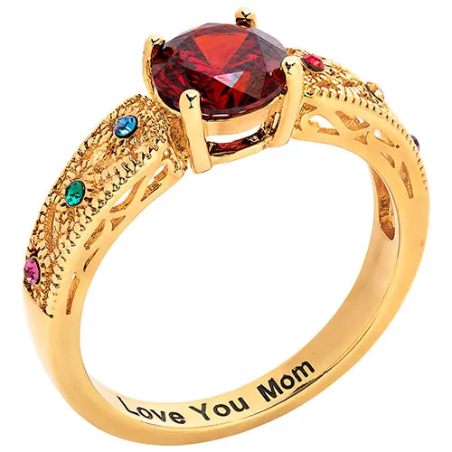 14K Gold Plated Filigree Family Birthstone Ring sold by Limoges Jewelry product image thumbnail 2