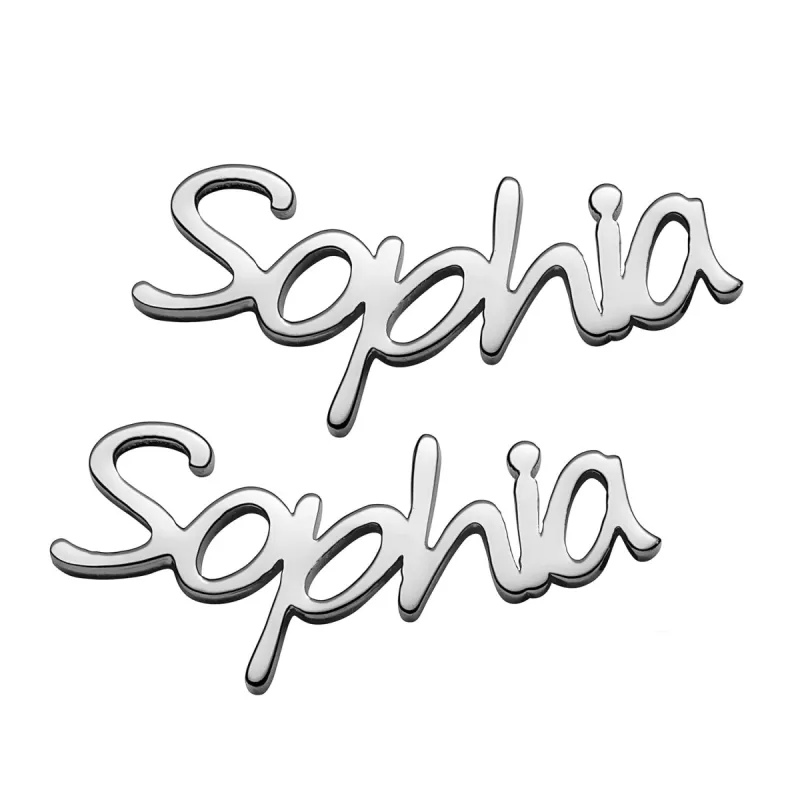 Sterling Silver Personalized Name Crawler Button Earring sold by Limoges Jewelry