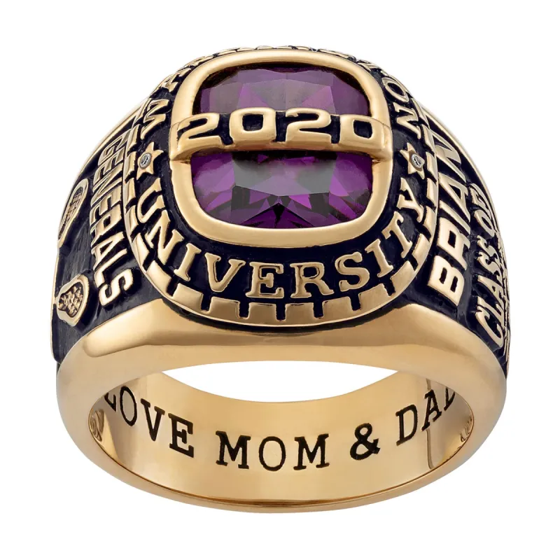 14K Gold over Sterling Personalized-Top Birthstone Class Ring sold by Limoges Jewelry