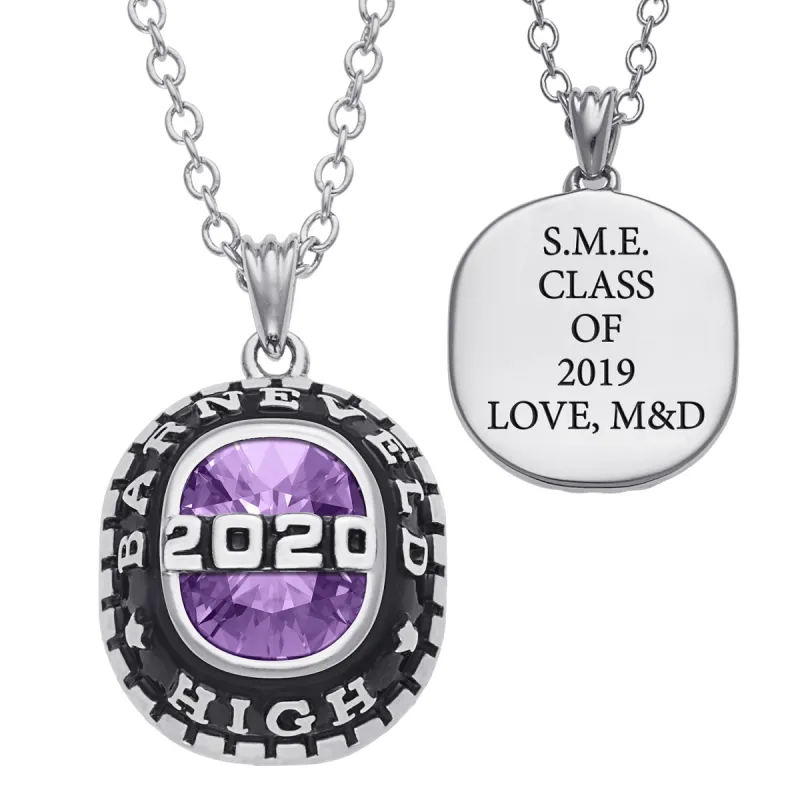 Sterling Silver Top Bridge Cushion-cut Birthstone Graduation Pendant sold by Limoges Jewelry
