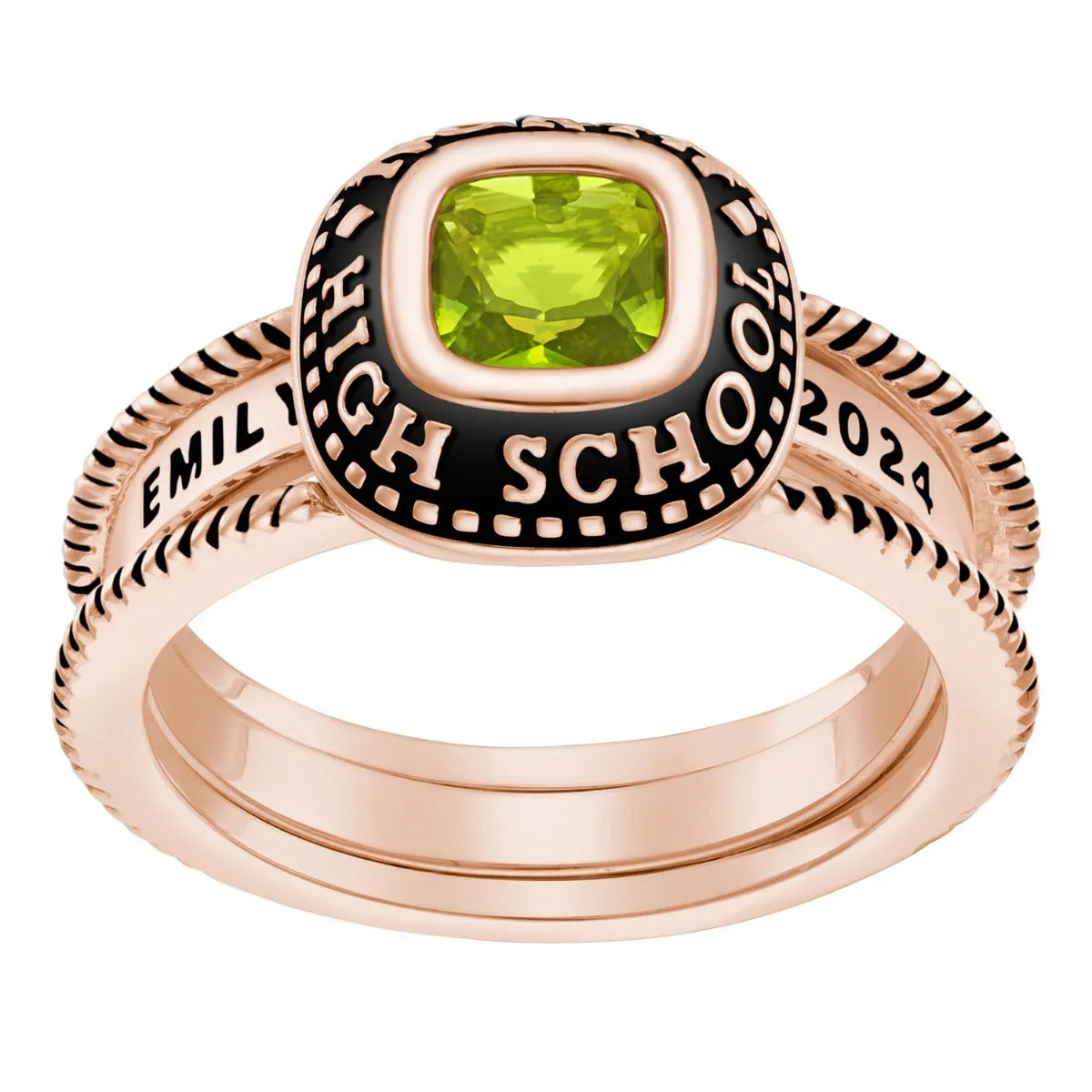 Ladies' 14K Rose Gold over Sterling Freestyle Class Ring with Jacket sold by Limoges Jewelry product image thumbnail 3