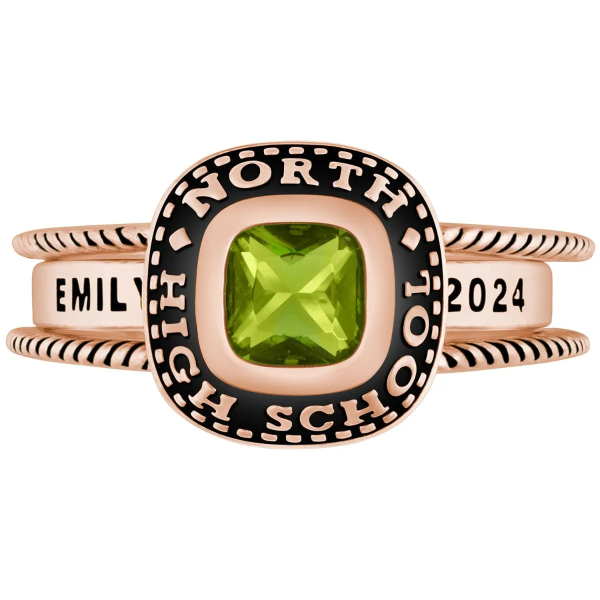 Ladies' 14K Rose Gold over Sterling Freestyle Class Ring with Jacket sold by Limoges Jewelry product image thumbnail 4