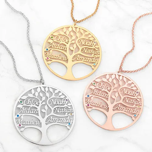 Name and Birthstone Family Tree Necklace sold by Limoges Jewelry