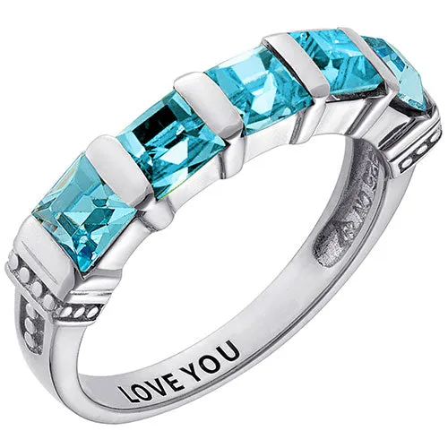 Sterling Silver 5 Stone March Birthstone Ring sold by Limoges Jewelry product image thumbnail 2