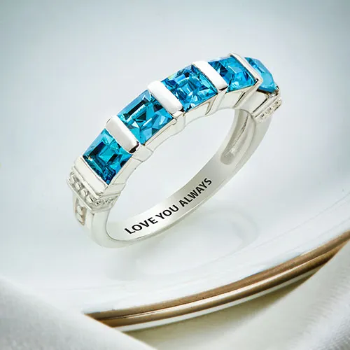 Sterling Silver 5 Stone March Birthstone Ring sold by Limoges Jewelry product image thumbnail 3