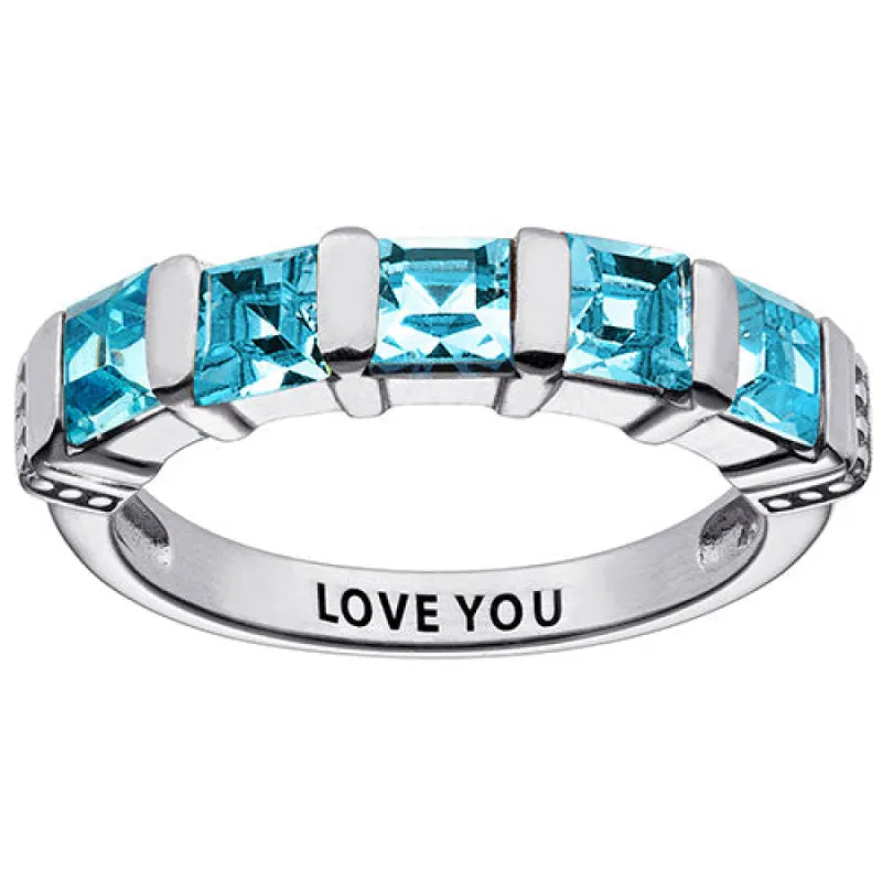 Sterling Silver 5 Stone March Birthstone Ring sold by Limoges Jewelry