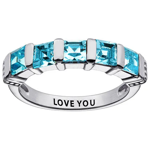 Sterling Silver 5 Stone March Birthstone Ring sold by Limoges Jewelry