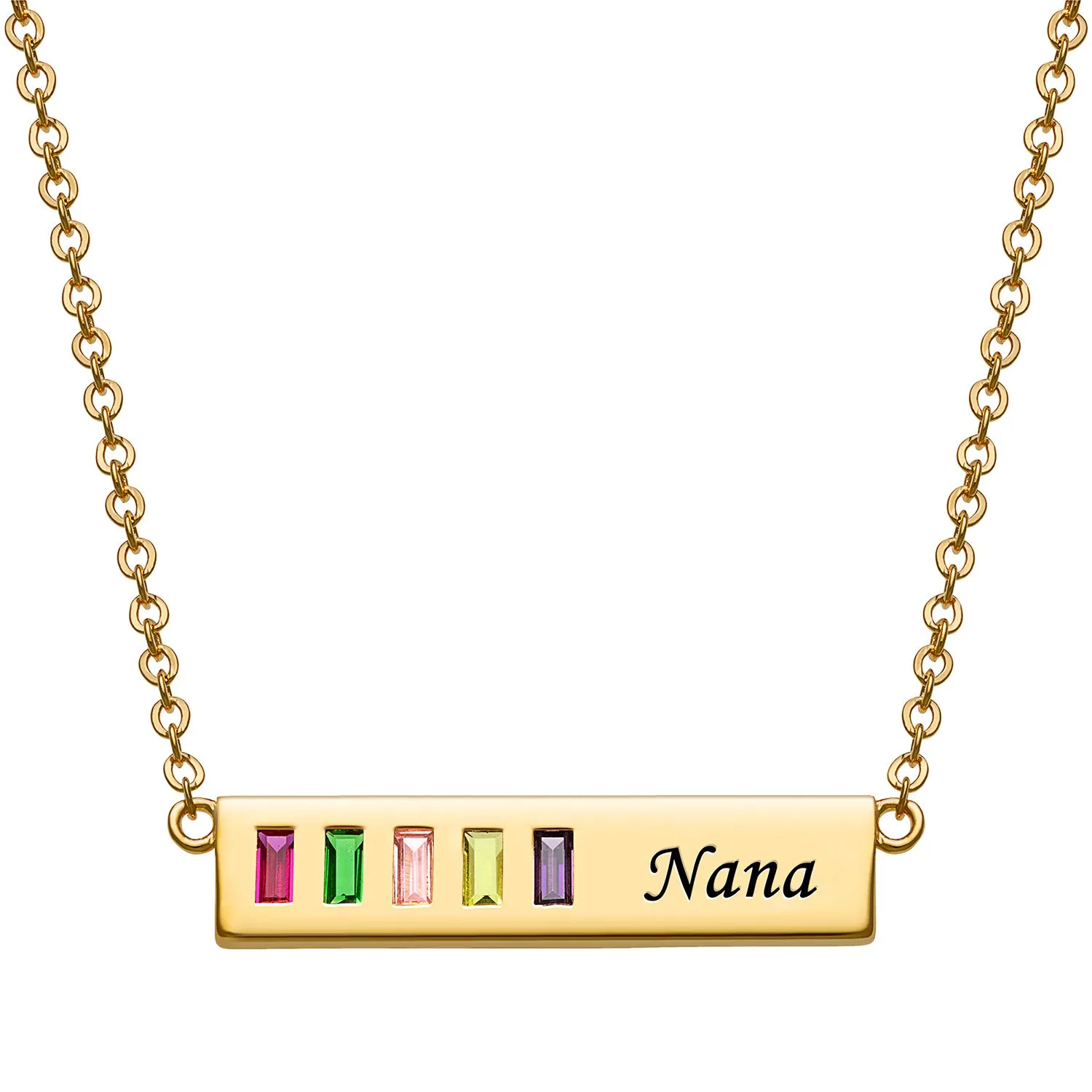 Baguette Birthstone Nana Bar Pendant sold by Limoges Jewelry