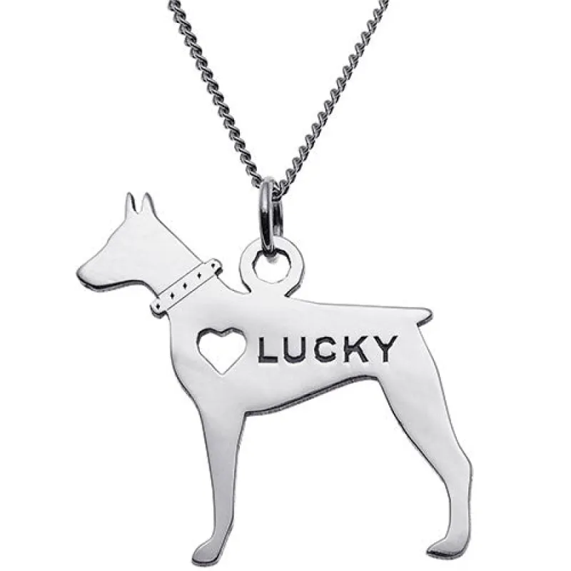 Silver Plated Doberman Silhouette Necklace sold by Limoges Jewelry