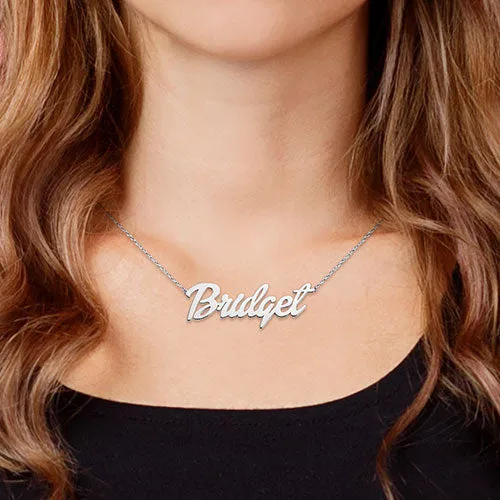 Sterling Silver Medium Bold Script Name Necklace sold by Limoges Jewelry product image thumbnail 4
