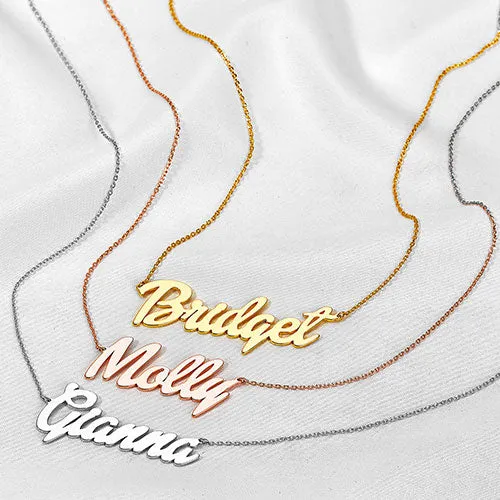 Sterling Silver Medium Bold Script Name Necklace sold by Limoges Jewelry product image thumbnail 2