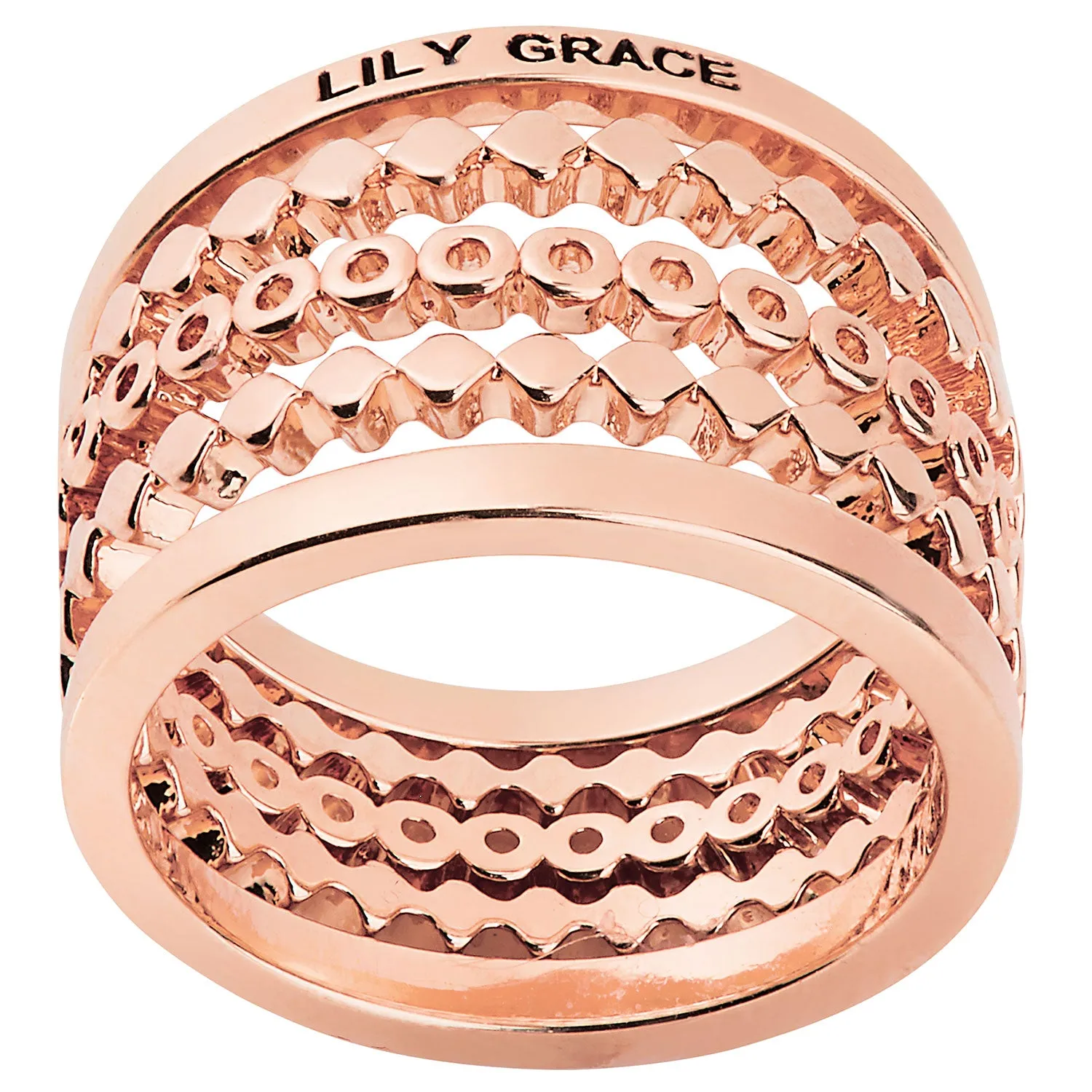 Rose Gold Plated Personalized Beaded Stackable 5 Ring Set sold by Limoges Jewelry
