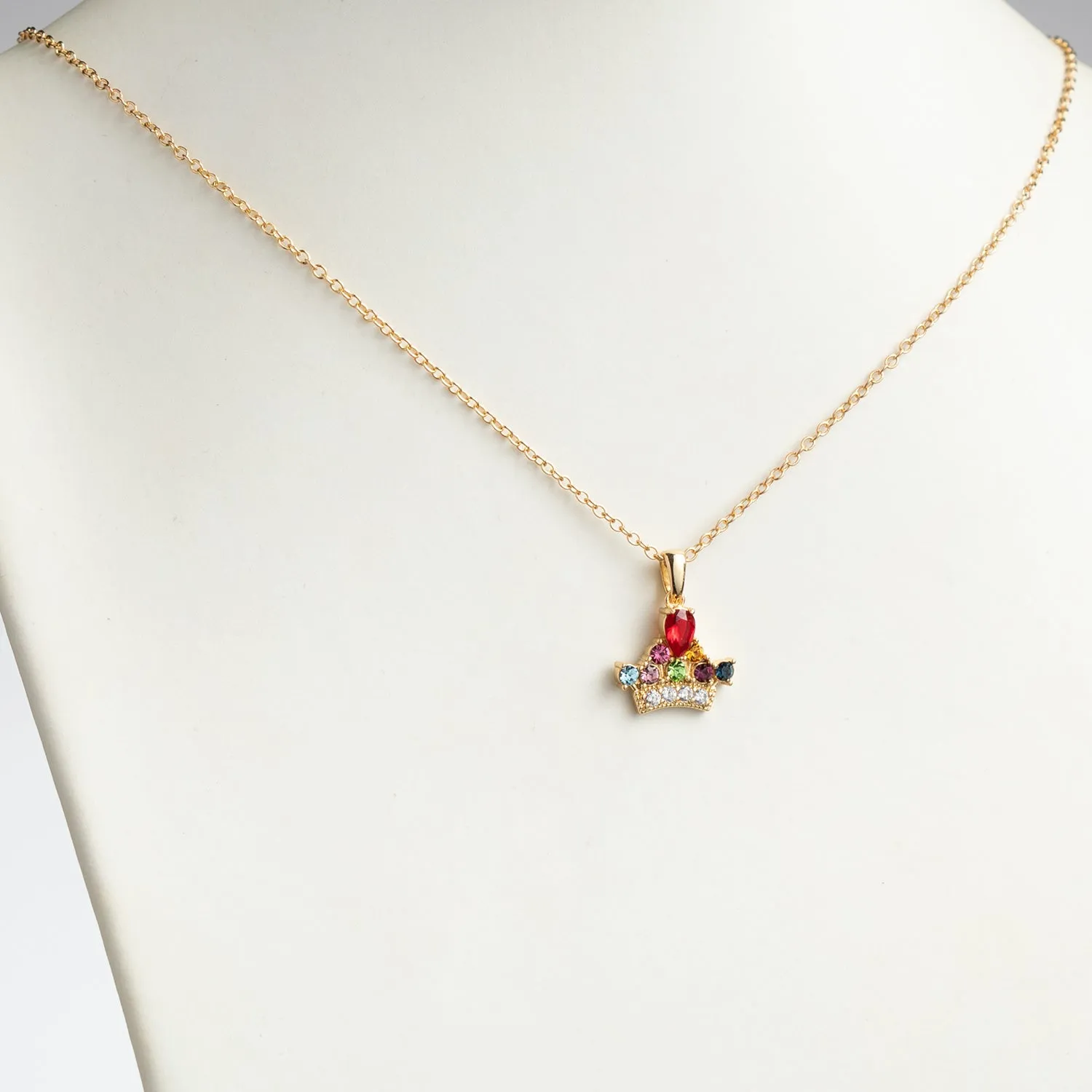 14K Gold over Sterling Mother's Family Crown Birthstone Pendant sold by Limoges Jewelry product image thumbnail 2