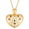 14K Gold Plated Domed Filigree Heart Birthstone Necklace sold by Limoges Jewelry