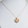 14K Gold Plated Domed Filigree Heart Birthstone Necklace sold by Limoges Jewelry