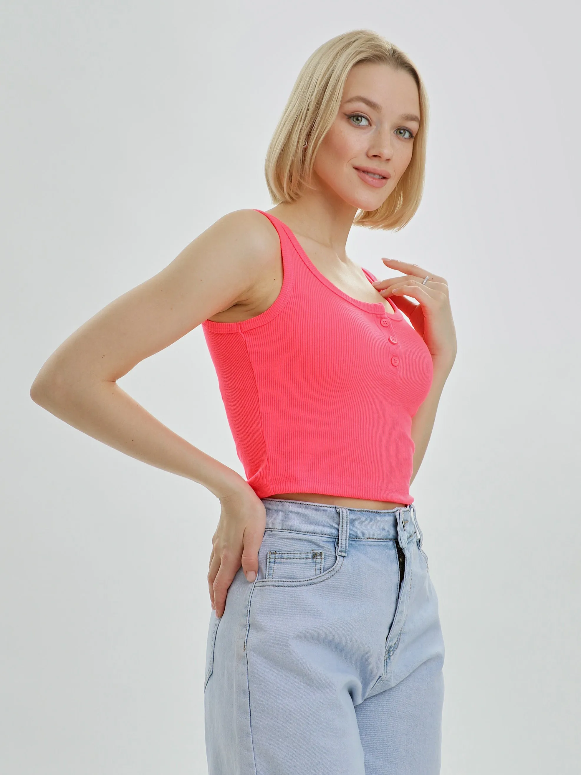 Mercan Button Up Crop Top - Neon Pink sold by Lookus Clothing product image thumbnail 4