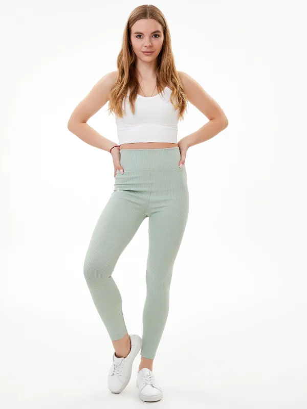 Zelal Ribbed Leggings Mint sold by Lookus Clothing