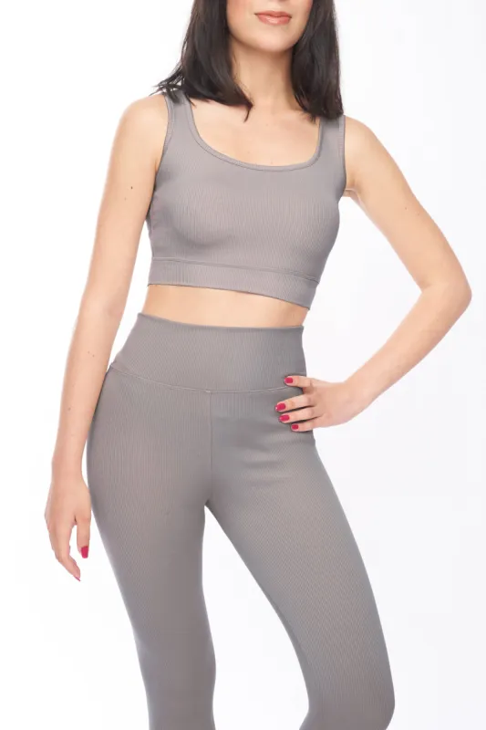 Zelal Ribbed Leggings Taupe sold by Lookus Clothing