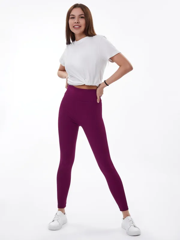 Zelal Ribbed Leggings Burgundy sold by Lookus Clothing