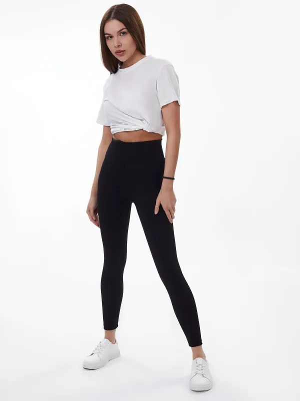 Zelal Ribbed Leggings Black sold by Lookus Clothing