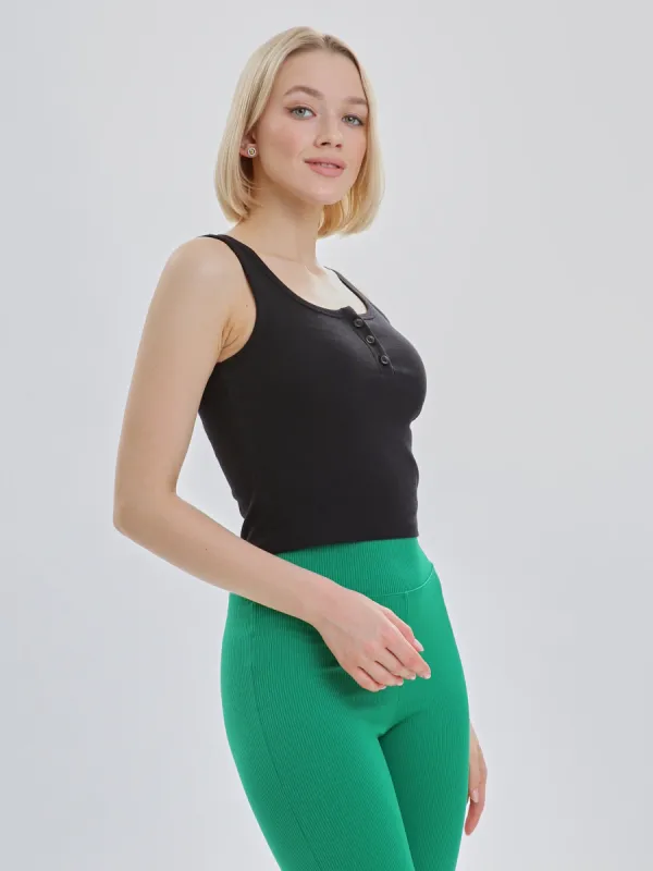 Mercan Button Up Crop Top - Black sold by Lookus Clothing